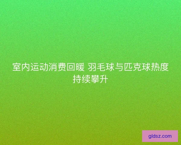 室内运动消费回暖 羽毛球与匹克球热度持续攀升
